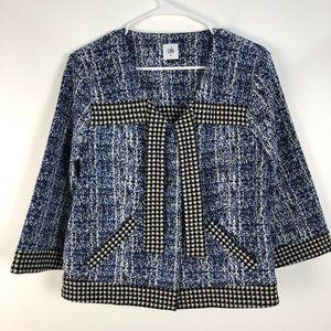 Cabi Blue & White Cotton District Sweater Blazer